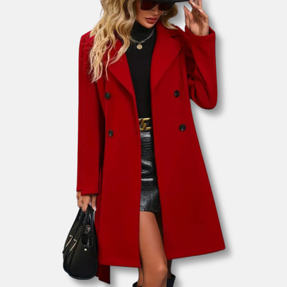 Women’s Elegant Belted Double-Breasted Coat