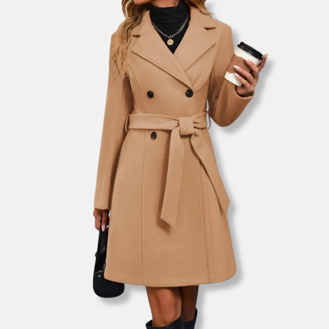 Women’s Elegant Belted Double-Breasted Coat