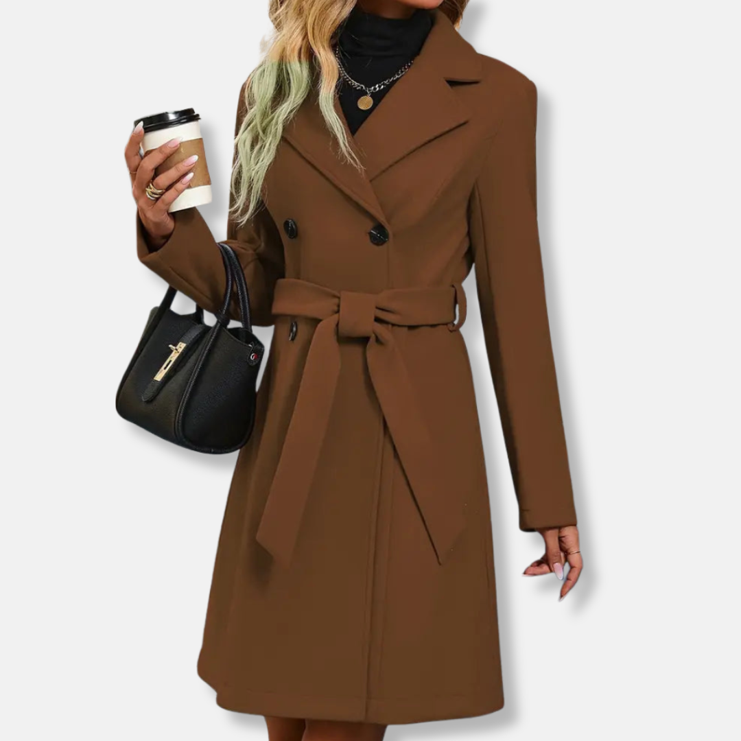 Women’s Elegant Belted Double-Breasted Coat