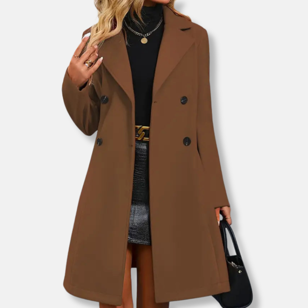 Women’s Elegant Belted Double-Breasted Coat