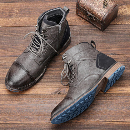 Lace-Up Ankle Boots with Grip Sole Men
