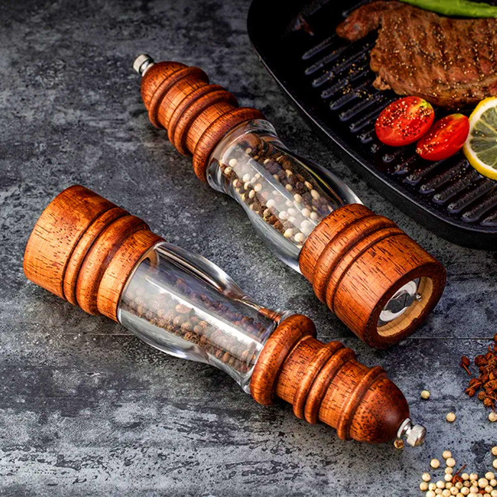 Rustic Wooden Salt and Pepper Grinders - BritishElegance