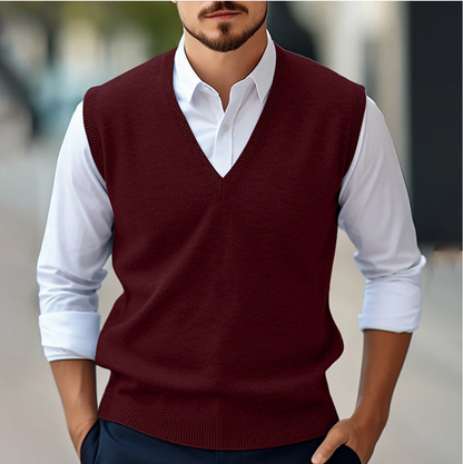 Sleeveless V Neck Sweater - Knit Front & Shoulder Freedom