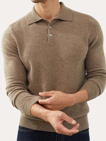 Duncan - Light Brown Long Sleeve Polo
