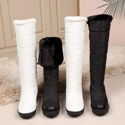 Women's winter boots with fur lining - knee-high and warm for snowy days