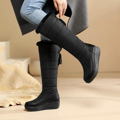 Women's winter boots with fur lining - knee-high and warm for snowy days