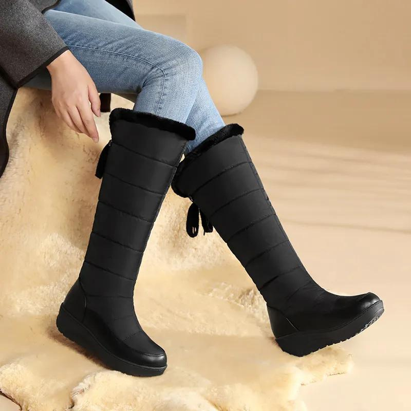 Women's winter boots with fur lining - knee-high and warm for snowy days