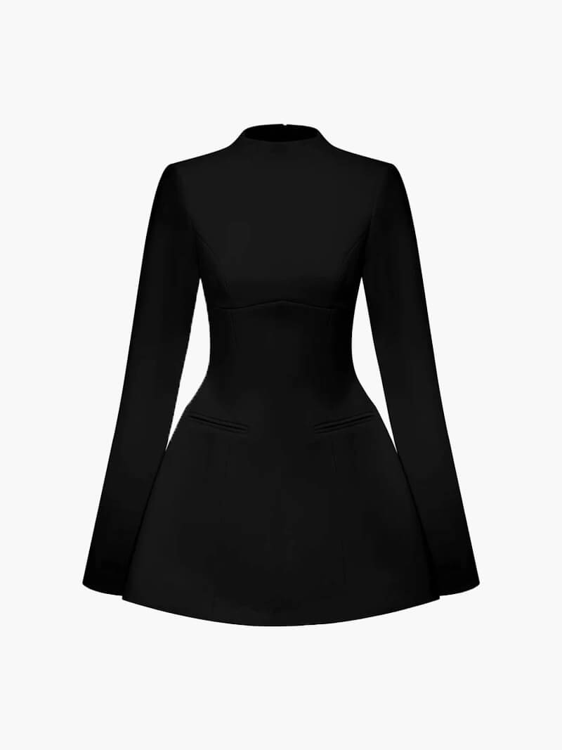 Chic High Neck Little Black Bodycon Dress - BritishElegance