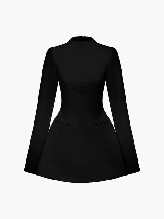 Chic High Neck Little Black Bodycon Dress - BritishElegance