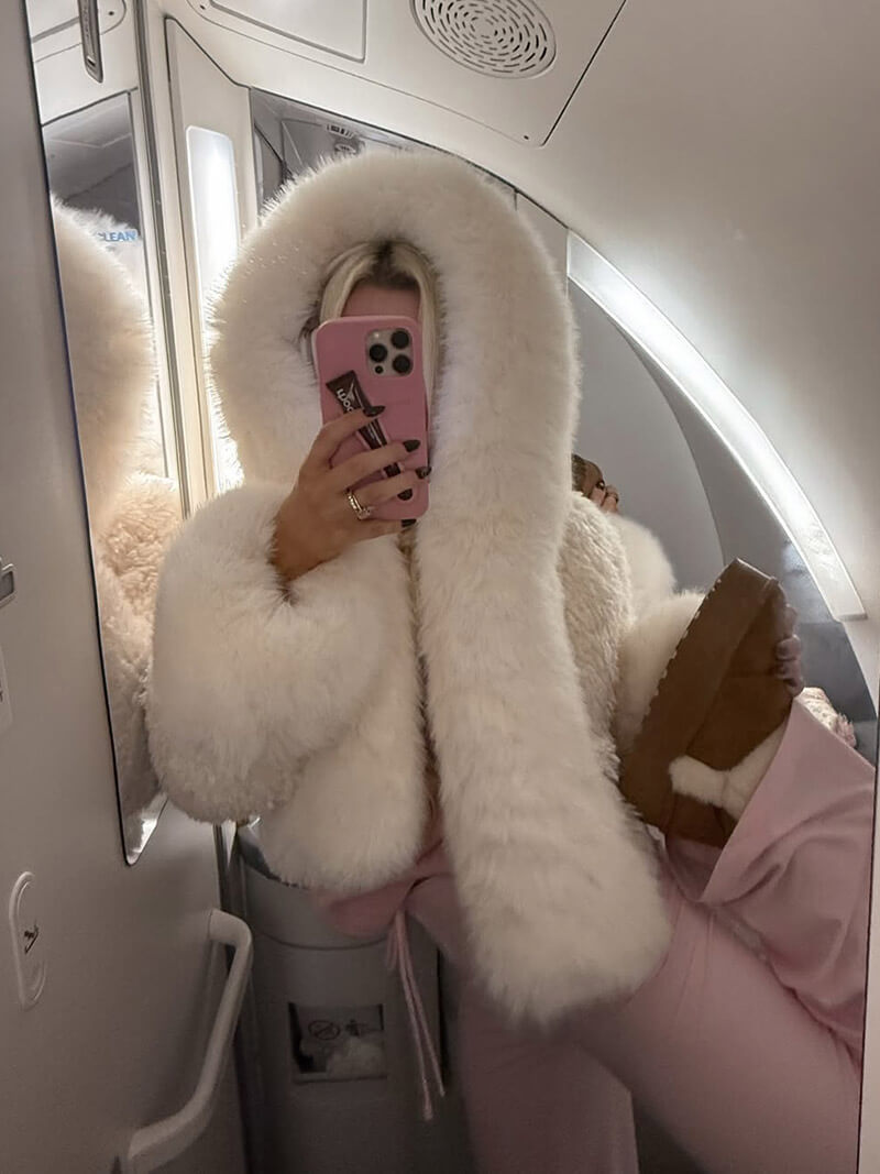 Plush Faux Fur Parka Coat - Ladies Warm Winter Jacket
