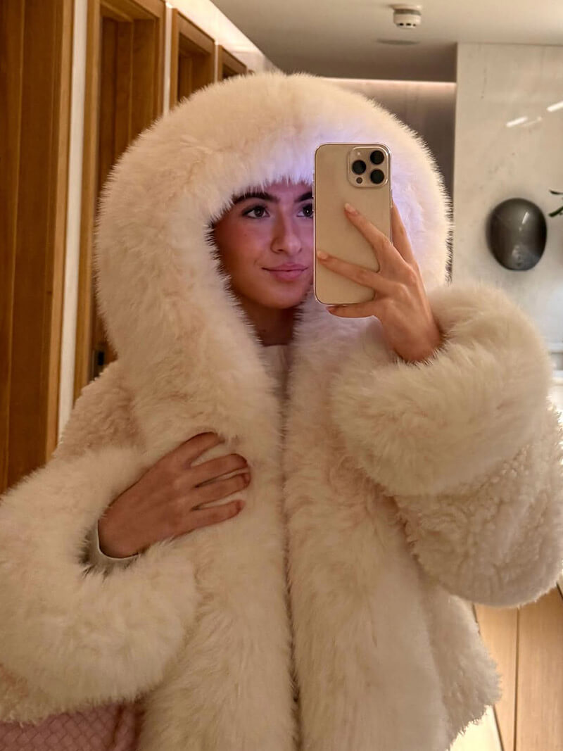 Plush Faux Fur Parka Coat - Ladies Warm Winter Jacket