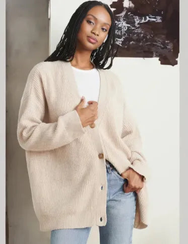 Cozy Open Front Cardigan - Lightweight V Neck Sweater