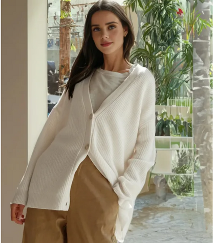 Cozy Open Front Cardigan - Lightweight V Neck Sweater