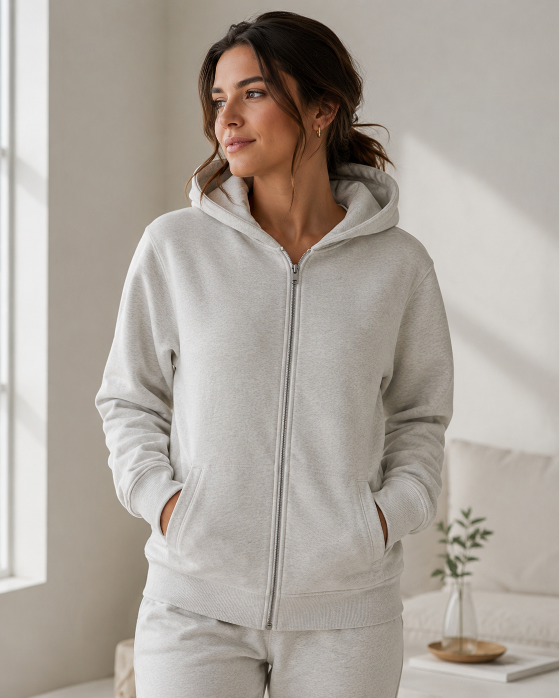 Soft Womens Cozy Zip Up Hooded Sweater