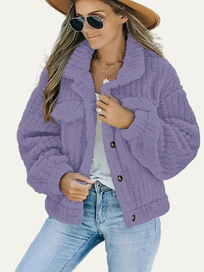 Women’s Plush Cropped Teddy Shacket