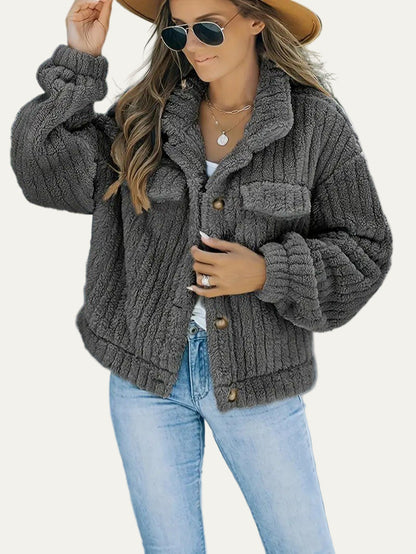 Women’s Plush Cropped Teddy Shacket