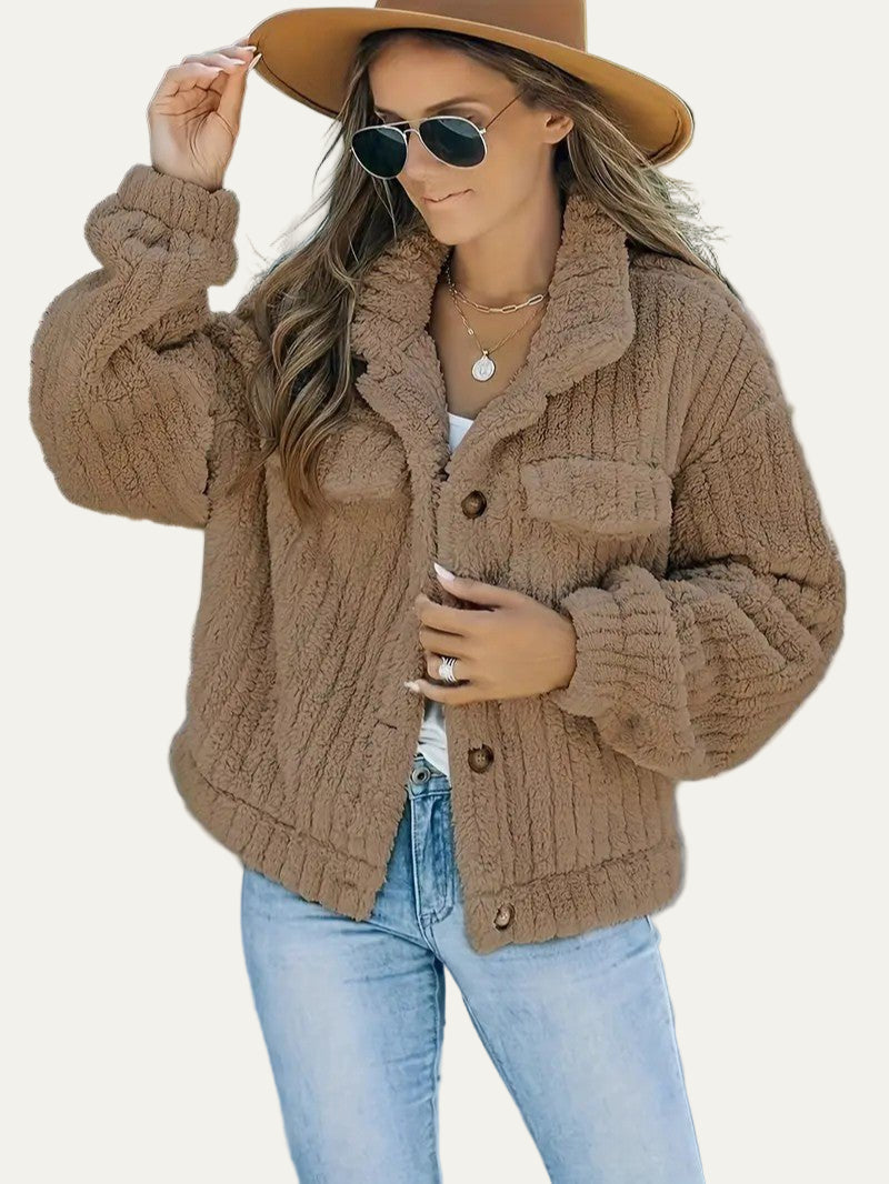 Women’s Plush Cropped Teddy Shacket