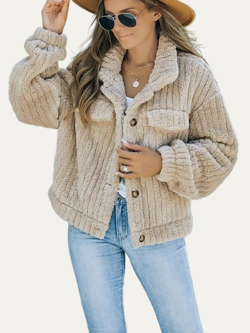 Women’s Plush Cropped Teddy Shacket