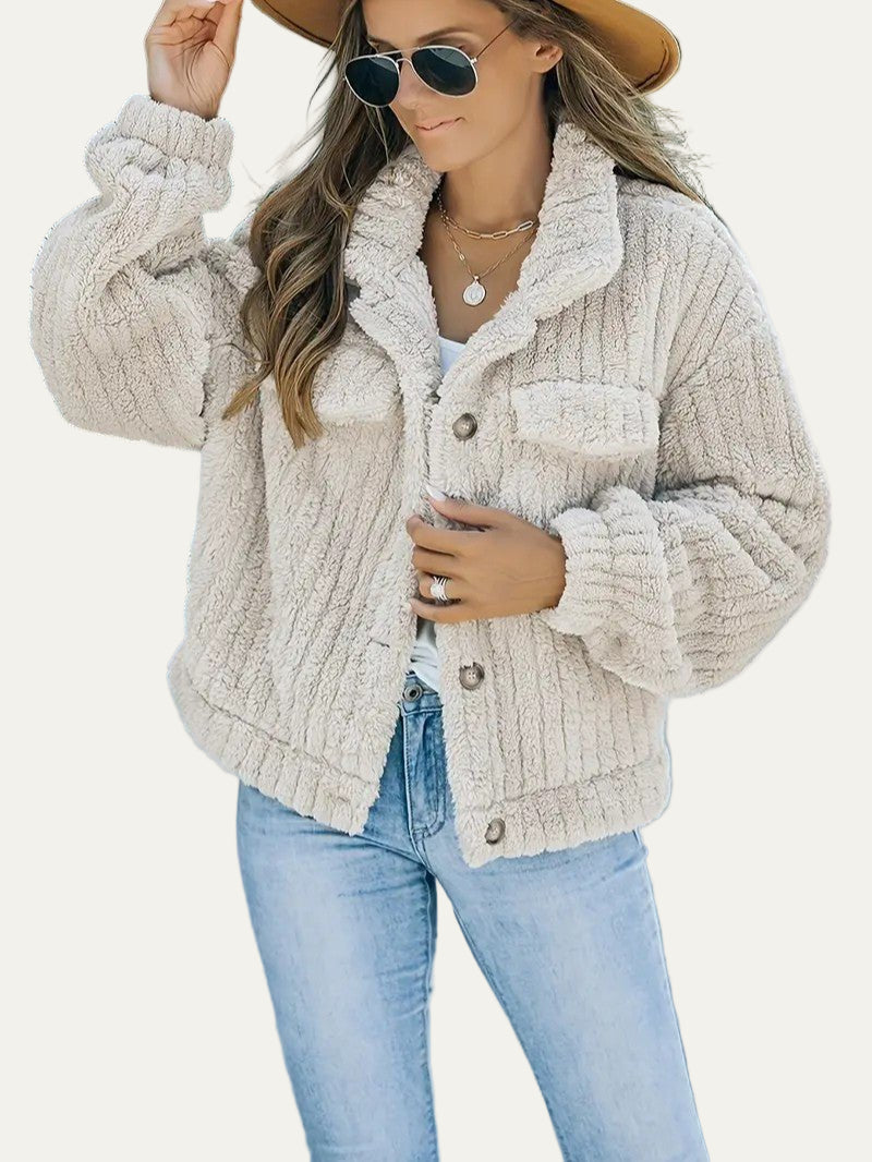 Women’s Plush Cropped Teddy Shacket