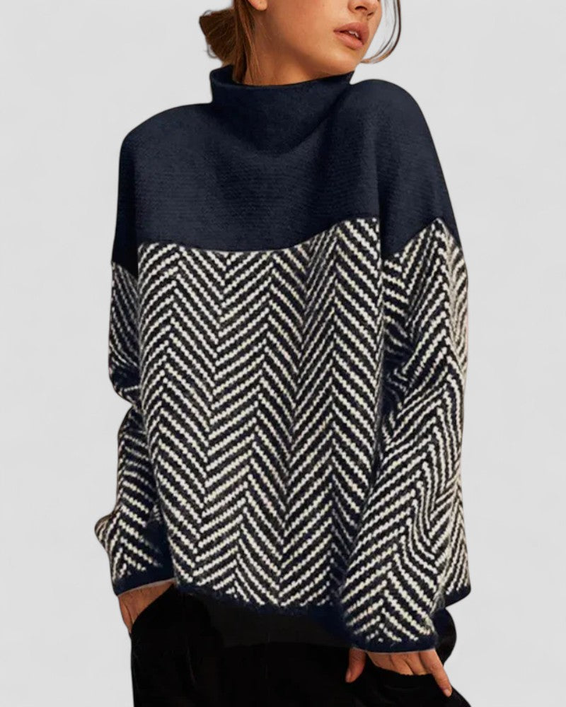 Women’s Thick Turtleneck Geometric Top