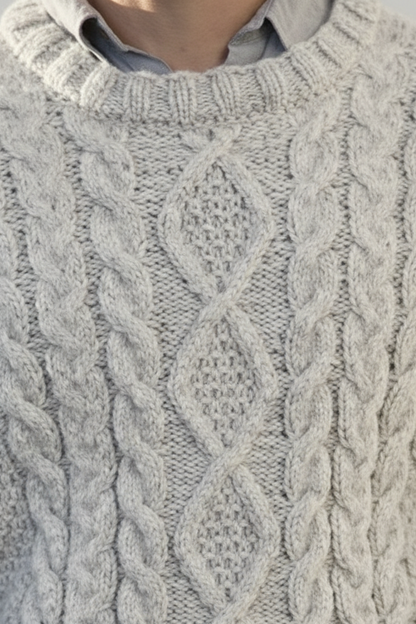 Men’s Chunky Cable Knit Crew Neck Sweater