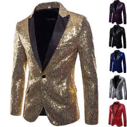 Sparkling Sequin Blazer Jacket for Men
