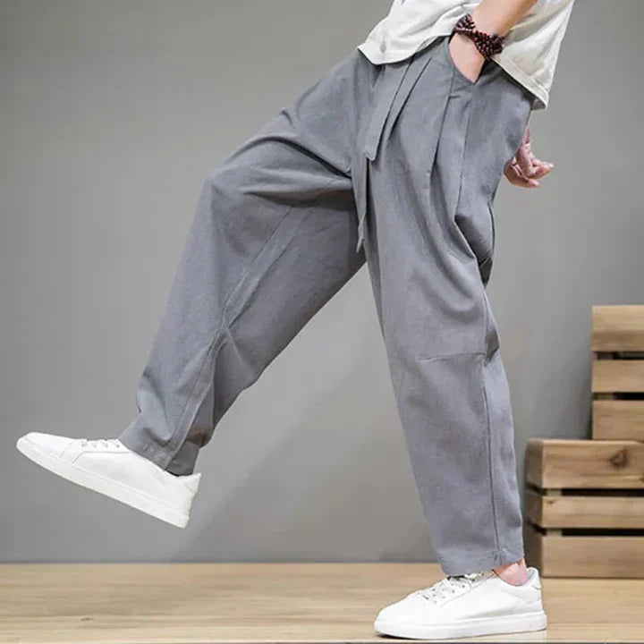 Taupe linen casual trousers - January