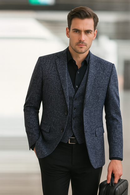 Spring Slim Fit Men’s Blazer – No-Iron Casual Jacket for Middle-Aged Style