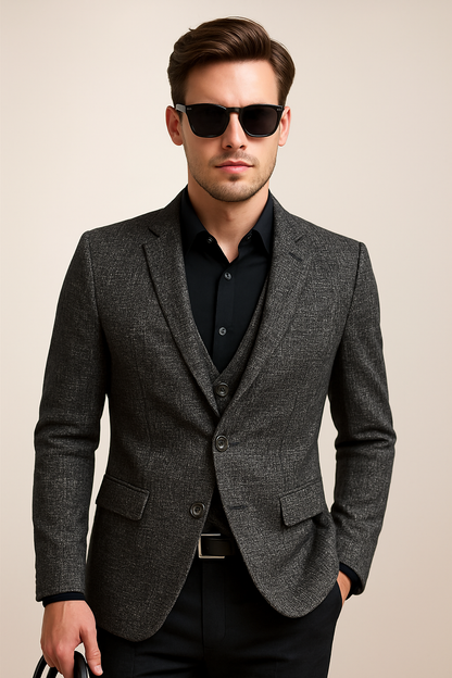 Spring Slim Fit Men’s Blazer – No-Iron Casual Jacket for Middle-Aged Style