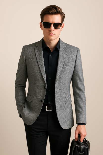 Spring Slim Fit Men’s Blazer – No-Iron Casual Jacket for Middle-Aged Style