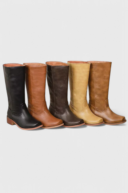 Isla Structured Fit Knee-High Boots | Square Toe Block Heel Boots
