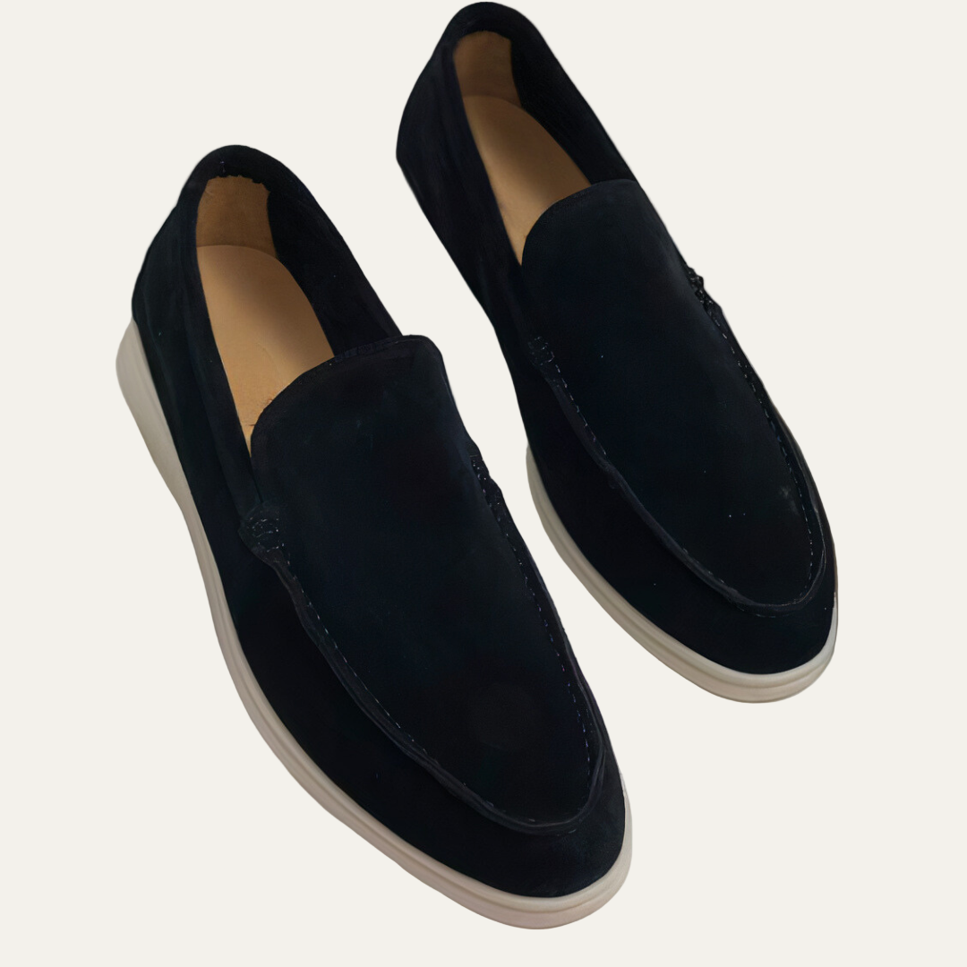 Men’s Suede Slip On Apron Toe Loafers