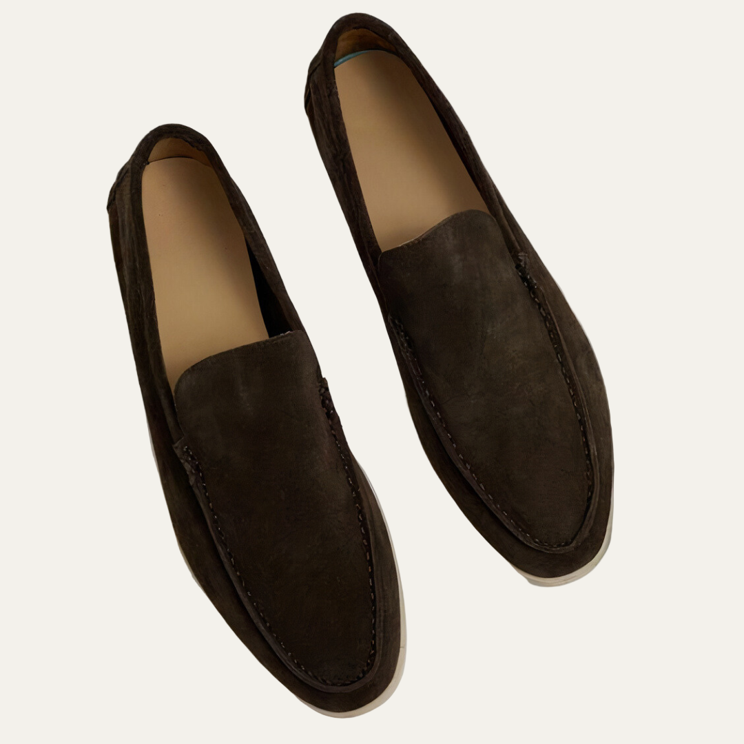 Men’s Suede Slip On Apron Toe Loafers
