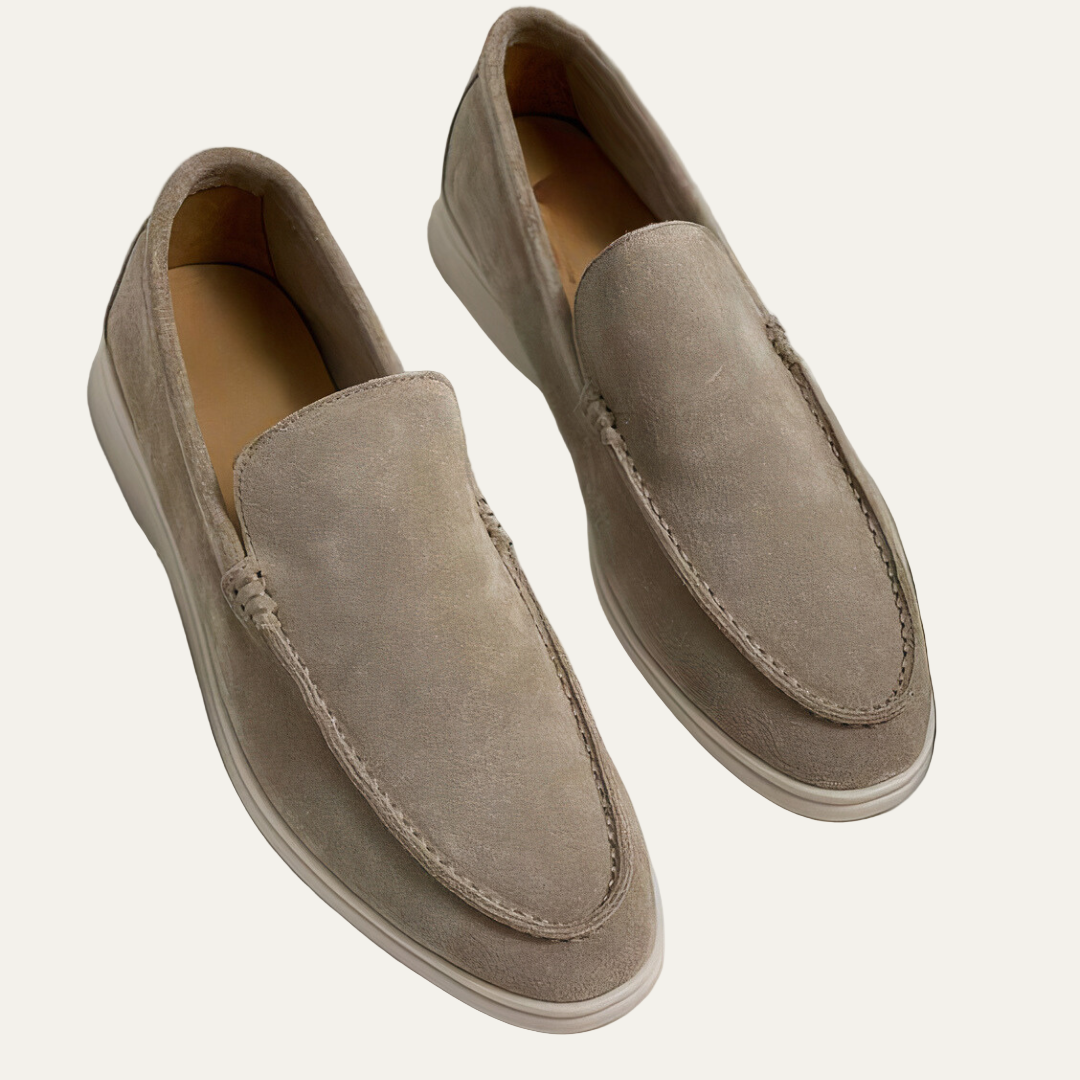 Men’s Suede Slip On Apron Toe Loafers