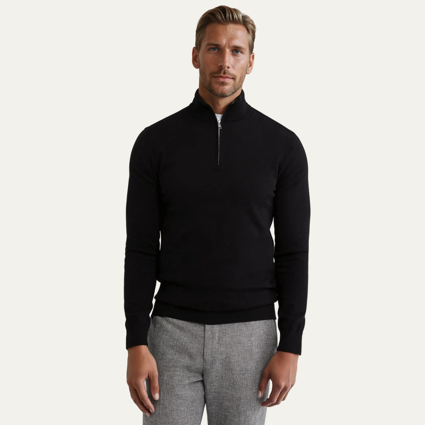 Men’s Classic Knit Sweater with Funnel Neck