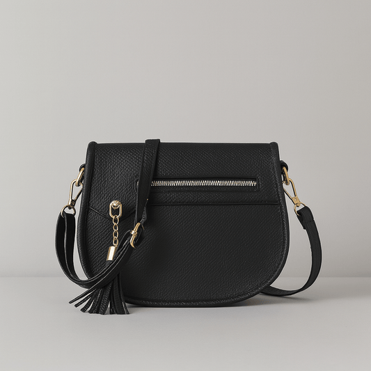 Women's shoulder bag - faux leather saddle