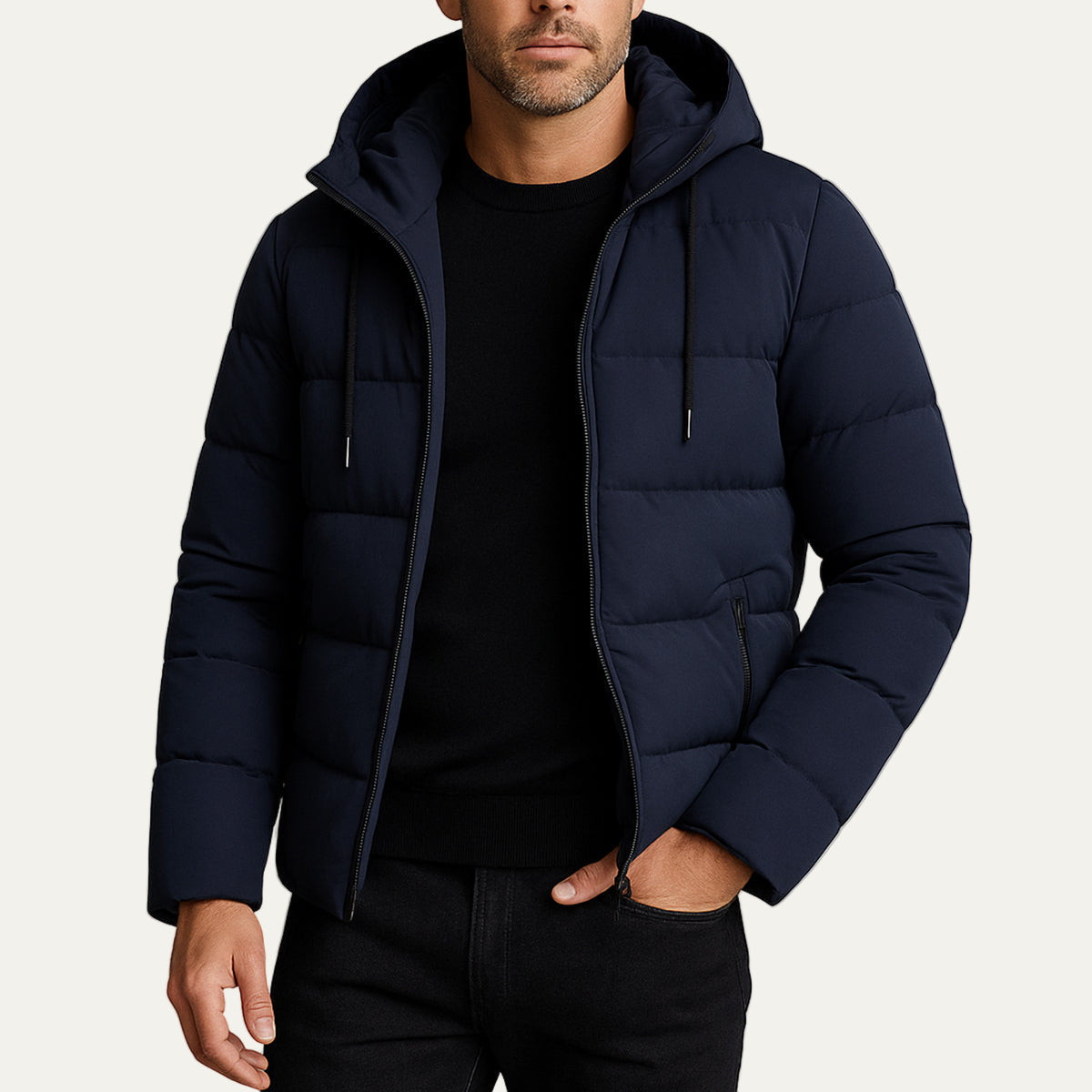 Men’s Waterproof Quilted Hooded Puffer Jacket