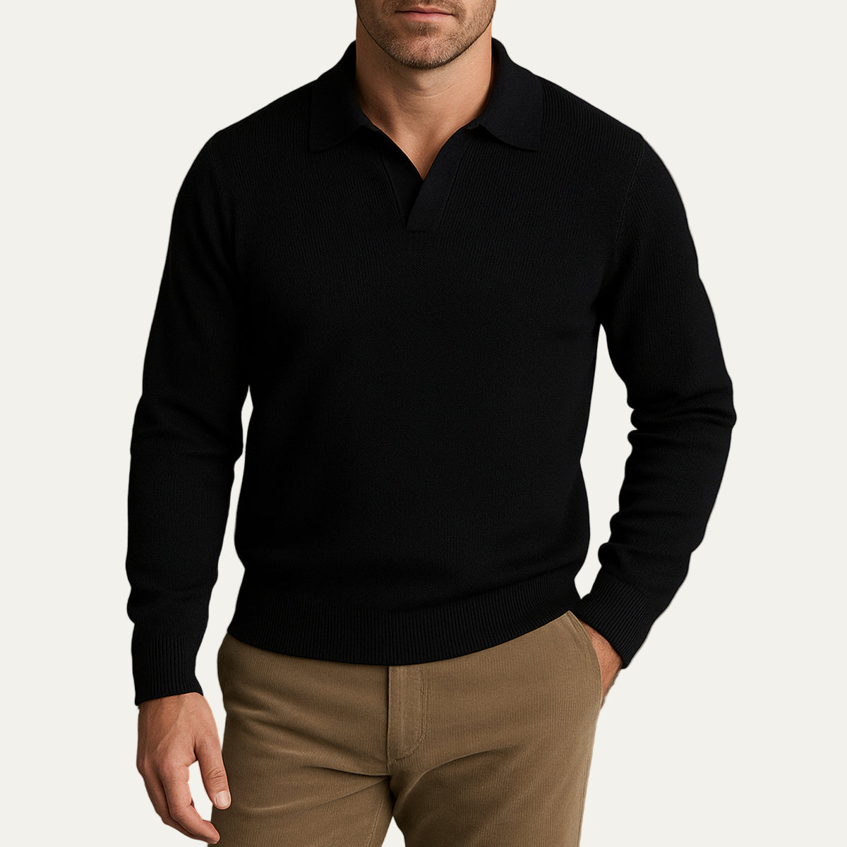 Men’s Ribbed Polo Knit Sweater