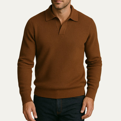 Men’s Ribbed Polo Knit Sweater