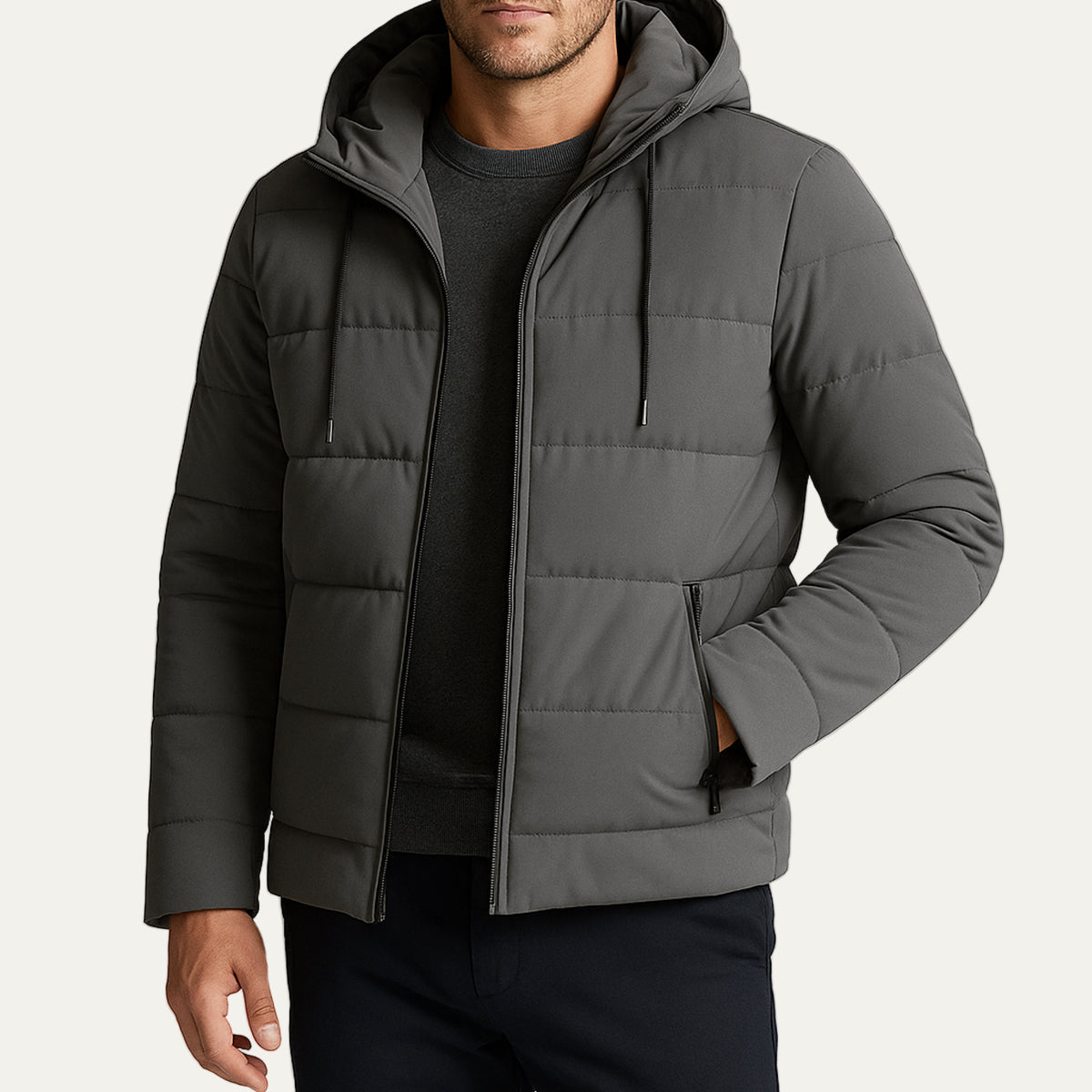 Men’s Waterproof Quilted Hooded Puffer Jacket