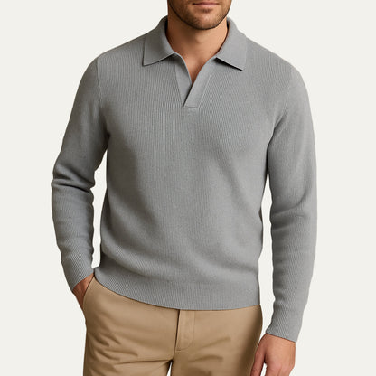 Men’s Ribbed Polo Knit Sweater