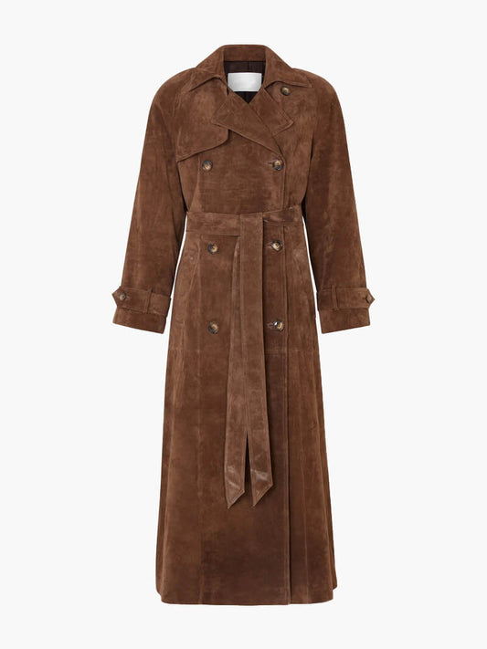 Women’s Elegant Suede Trench Coat