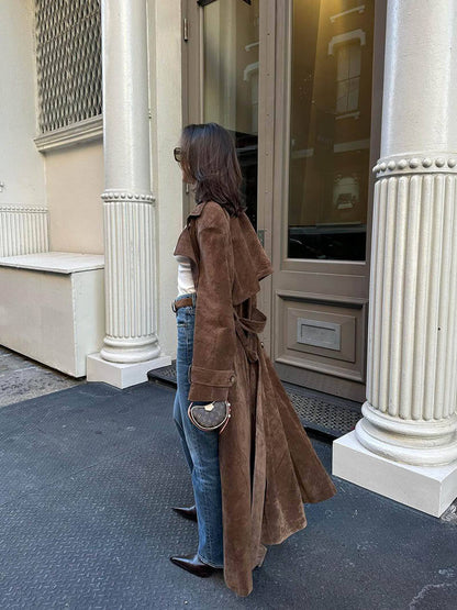 Women’s Elegant Suede Trench Coat