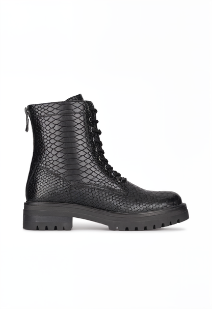 Stylish Women's Lace-Up Boots with Python Pattern – Comfortable and Versatile Footwear