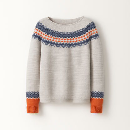 Stylish women's sweater with a retro pattern for fall