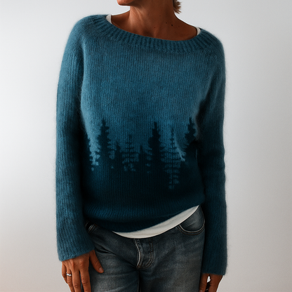 Stylish women's sweater with a retro pattern for fall