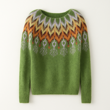 Stylish women's sweater with a retro pattern for fall