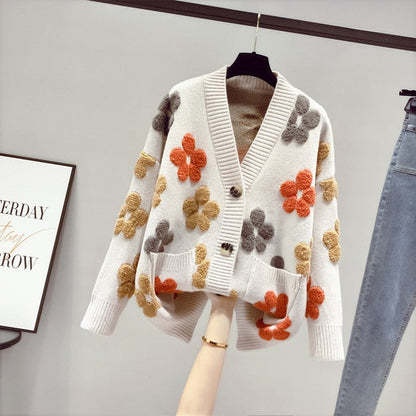 Soft Women's Floral Long Cardigan with Pockets - BritishElegance