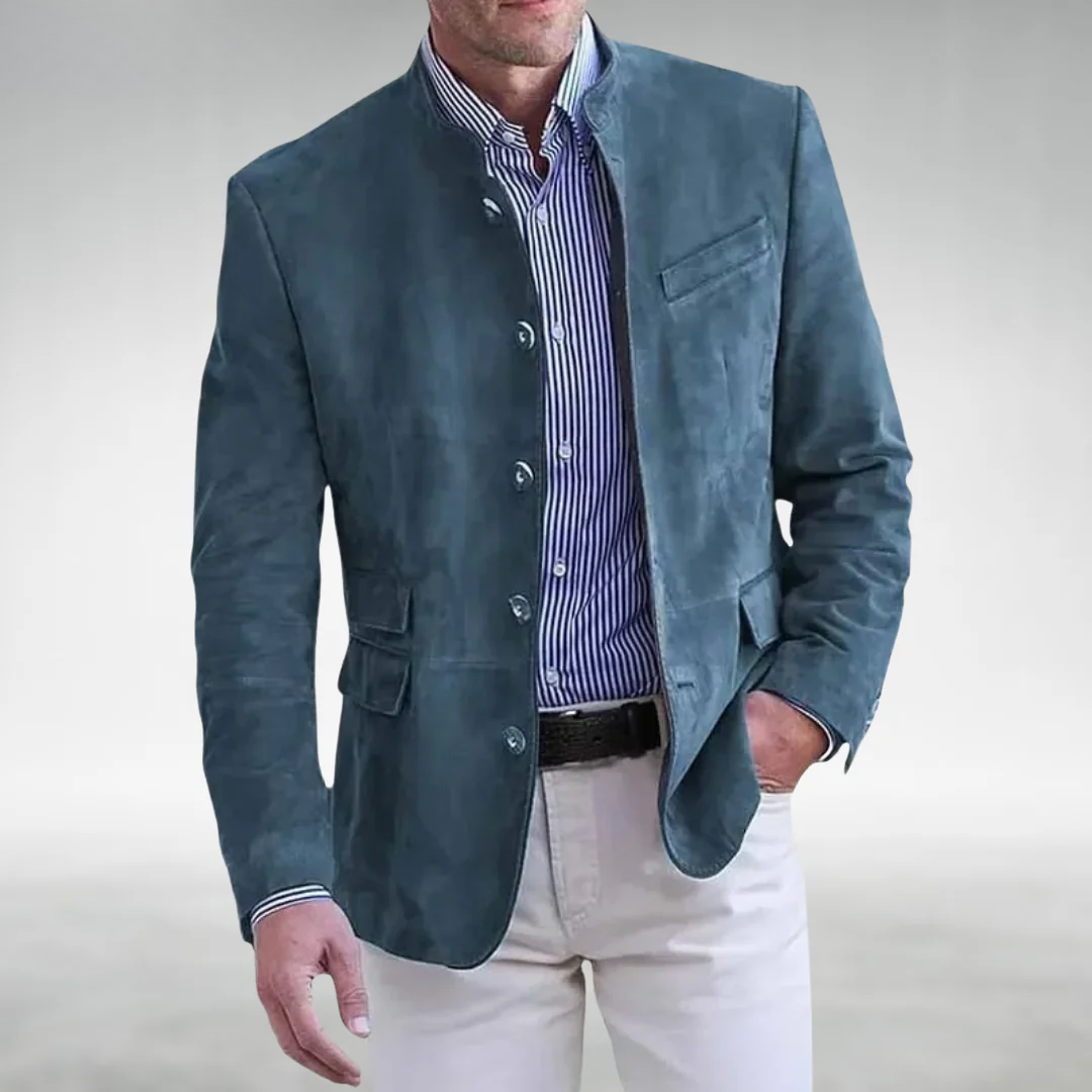 Cevori Stylish Single Breasted Jacket Suede Blazer