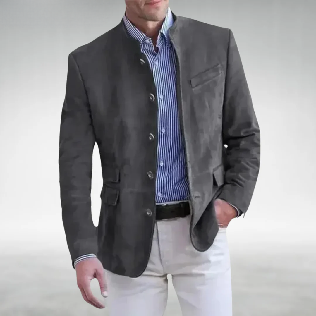 Cevori Stylish Single Breasted Jacket Suede Blazer
